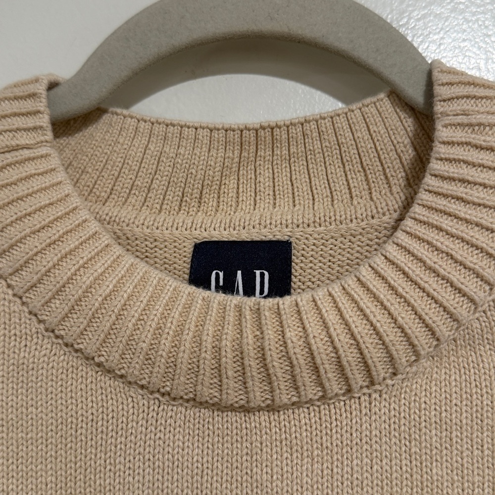 GAP Cream Ribbed Hem cotton Sweater – Women’s Size Large – Soft Neutral Pullover - Picture 6 of 7